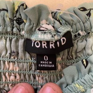 Torrid Sage Green Floral Smocked Top